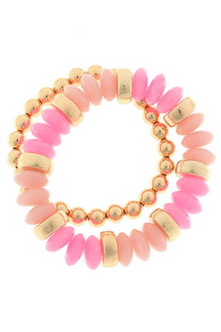 2 Row Color Rondelle Beads Bracelet