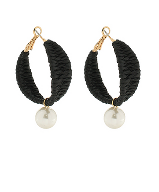 Pearl Dangle Rattan Hoops