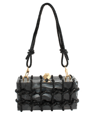 Rhinestone Chain Cage Acrylic Clutch