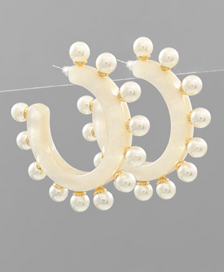 Large Pearl Studded Acrylic Hoops