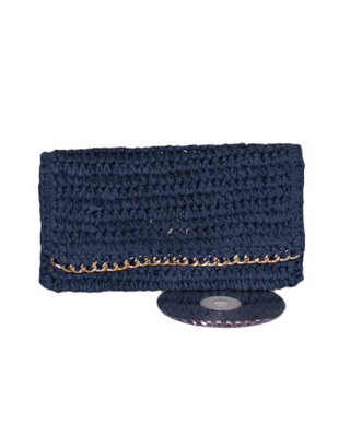 Chain Accent Straw Clutch