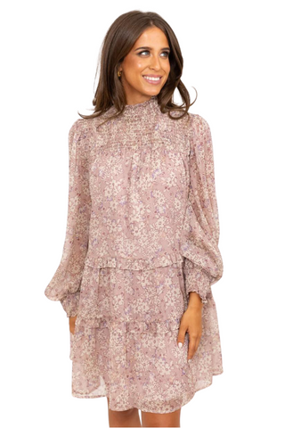 Floral Print Smocked Tiered Dress