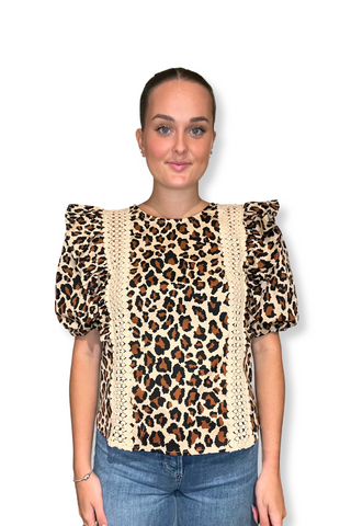 Leopard Lace Inserted Top