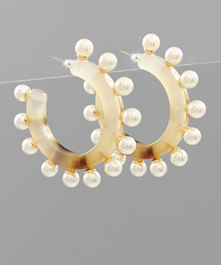 Large Pearl Studded Acrylic Hoops