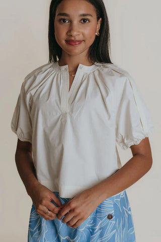 Henley. Blouse, White