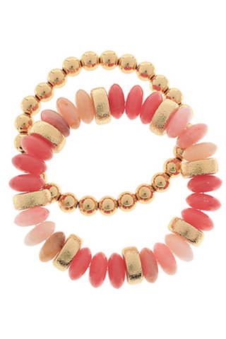 2 Row Color Rondelle Beads Bracelet