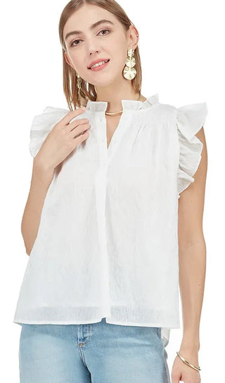 Ruched Top, White