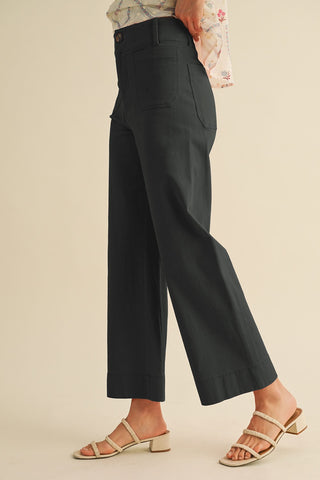 Patch Pocket Wide Leg Cropped Pants
