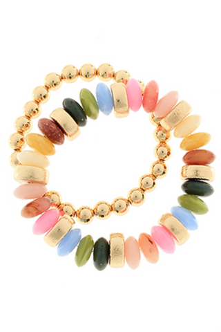 2 Row Color Rondelle Beads Bracelet