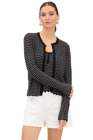 Marita Cardigan, Black/Ivory