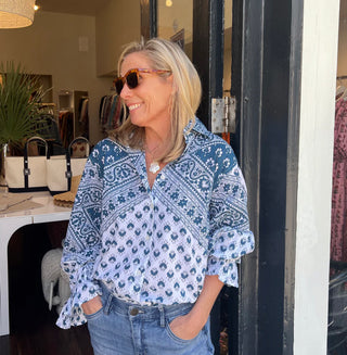 Estelle Shirt, Blue Bandana