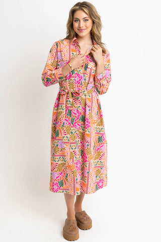 Toucan Scarf Pocket Shirt Dress