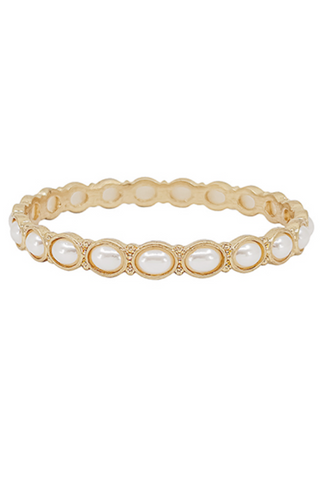 Pave Pearl Accent Bangle Bracelet